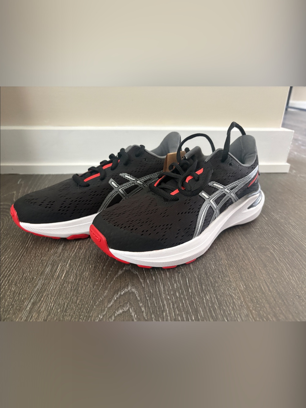 Asics Kids Black and Red Athletic Running Shoes